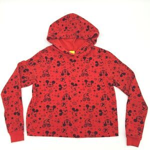 Disney Pullover Hoodie Womens Medium Mickey Mouse All Over Print Kidcore Cartoon